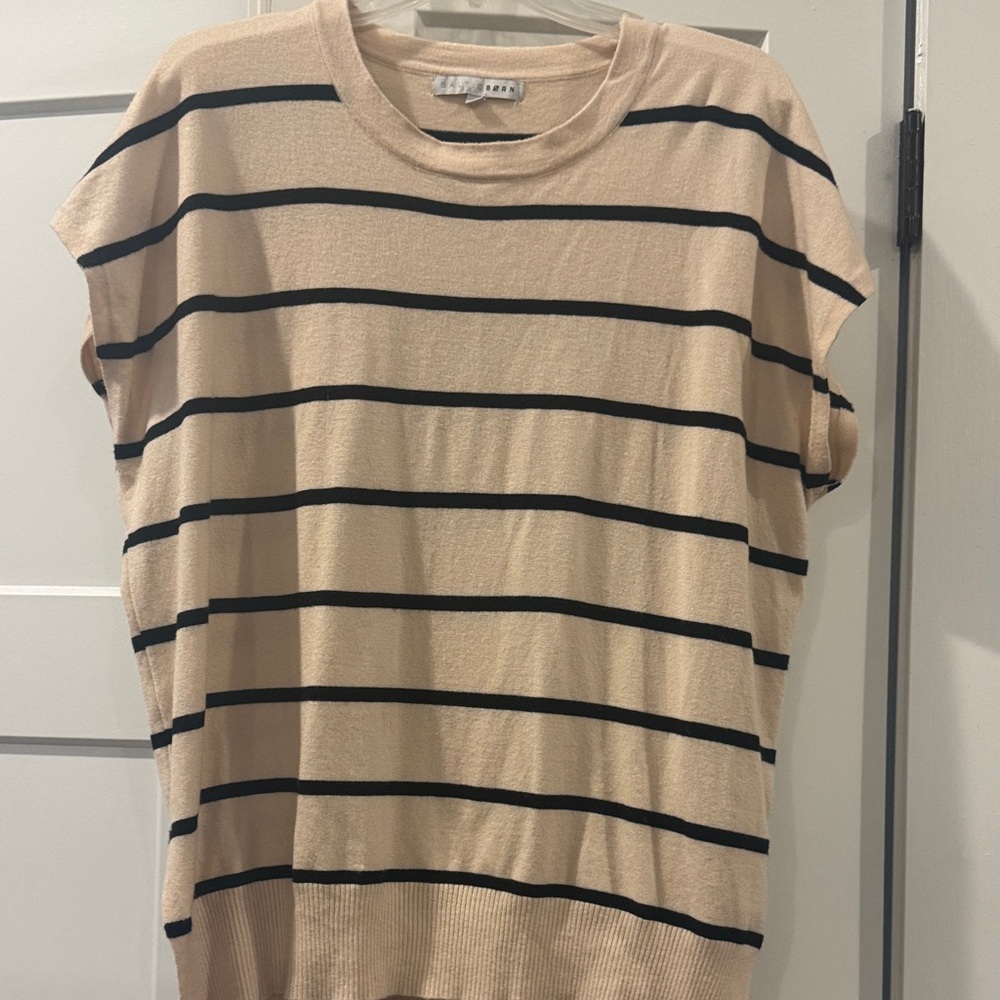 Baltic Born Beige and Black Striped Knit Top